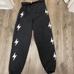 Black and White Lightning Bolt Joggers